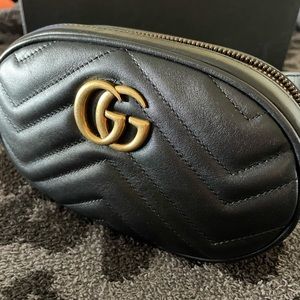 Gucci Marmont Black Matelasse Leather Waist Belt Bag 85